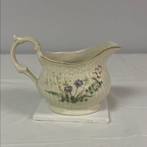 Mikasa Cream Pitcher or Gravy Boat with Purple and Green Floral Design